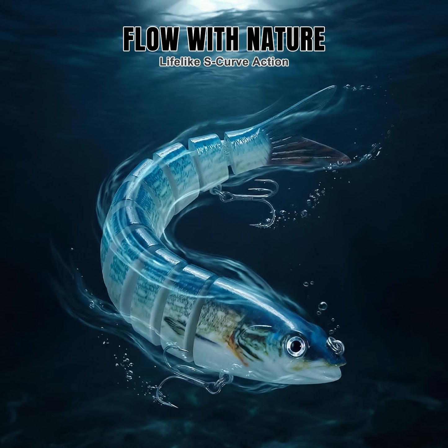 NATVIC Jointed Swimbait 3 Pack, Slow Sinking Bass Fishing Lures