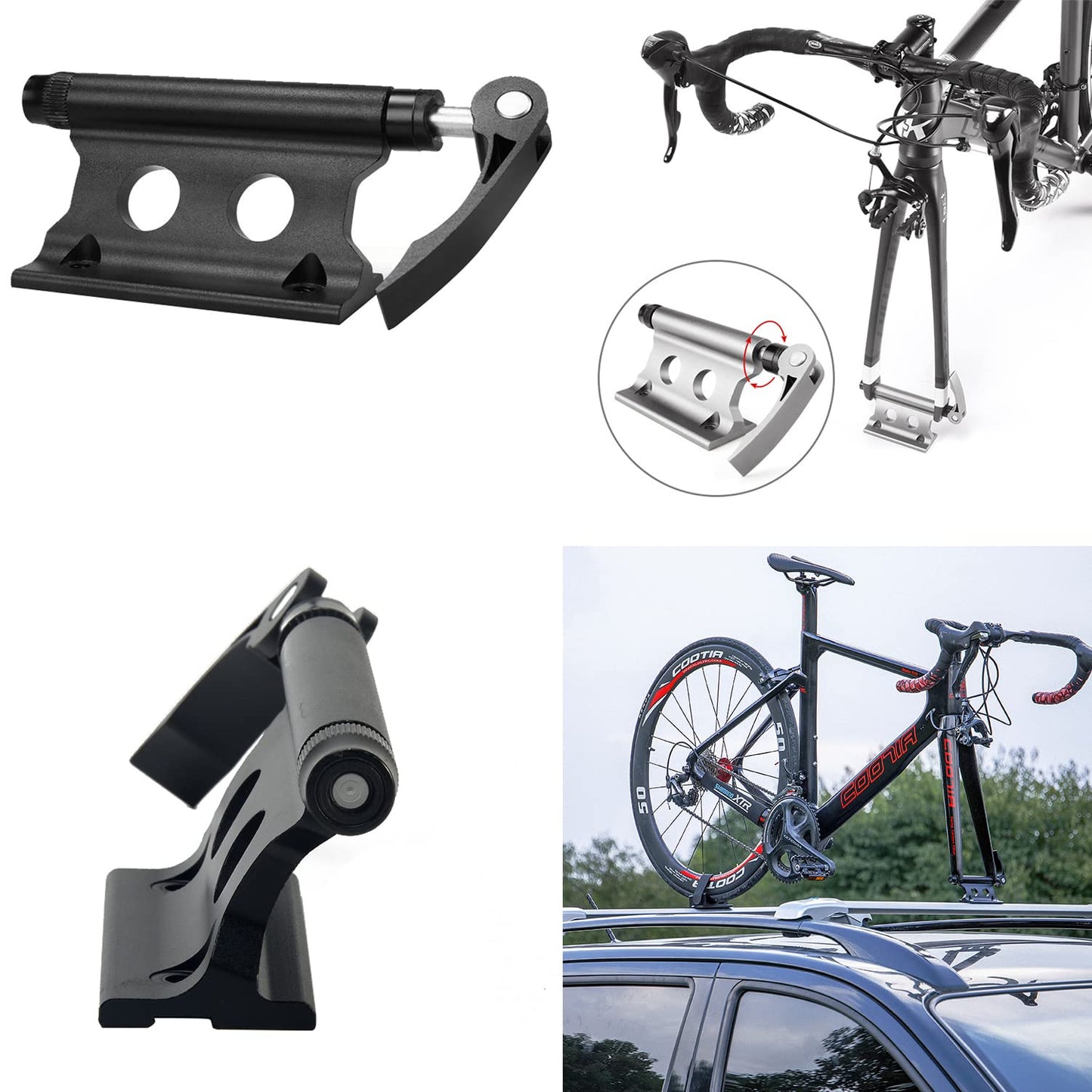 Bike Block Fork Mount w/Quick-Release Lever, Aluminum Alloy Bicycle Front Fork Fixed Clip Luggage Rack for Truck Bed/Trailer/Van, Vertical or Horizontal Mounted (Yellow)
