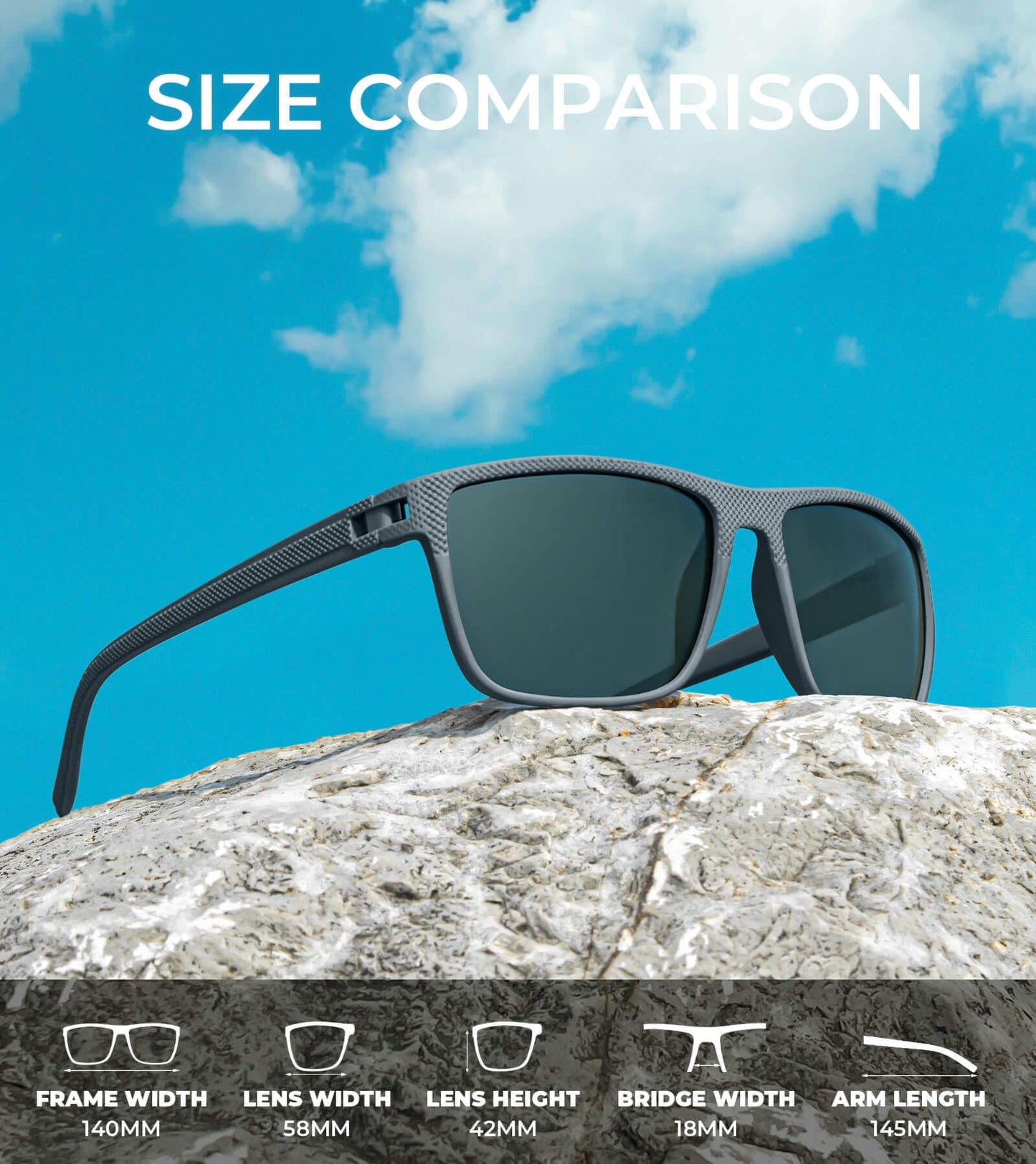 KALIYADI Polarized Sunglasses Men, Lightweight Mens Sunglasses Polarized UV Protection Driving Fishing Golf (Frame Grey|Lens Black/Ice Blue/Gradual Brown)
