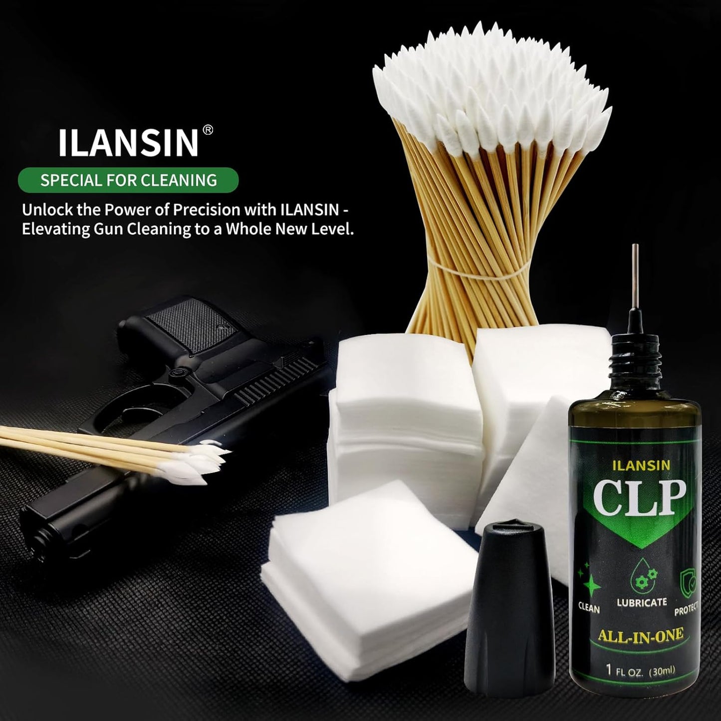 Skiennix Gun Cleaning Kit - 1700PCS Supplies with 1500 Patches & 200 Swabs | Lint-Free Rags & Cotton Swabs