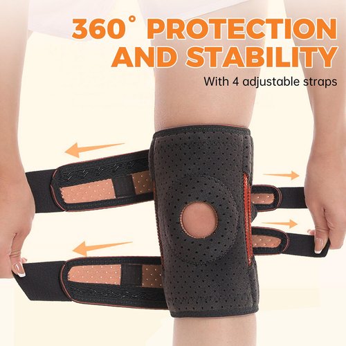 BIHEVN Knee Brace for Meniscus Tear, Arthritis, ACL & Knee Pain, Adjustable Support with Dual Side Stabilizers for Injury Recovery Black Size M (13.8-21")