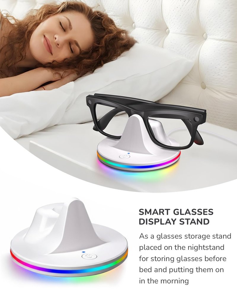Smart Glasses Charging Stand for RayBan Meta,Charging Dock Compatible with Wayfarer/Skyler/Headliner/Oakley HSTN, Smart Glasses Charger and Base with 7 RGB Lights