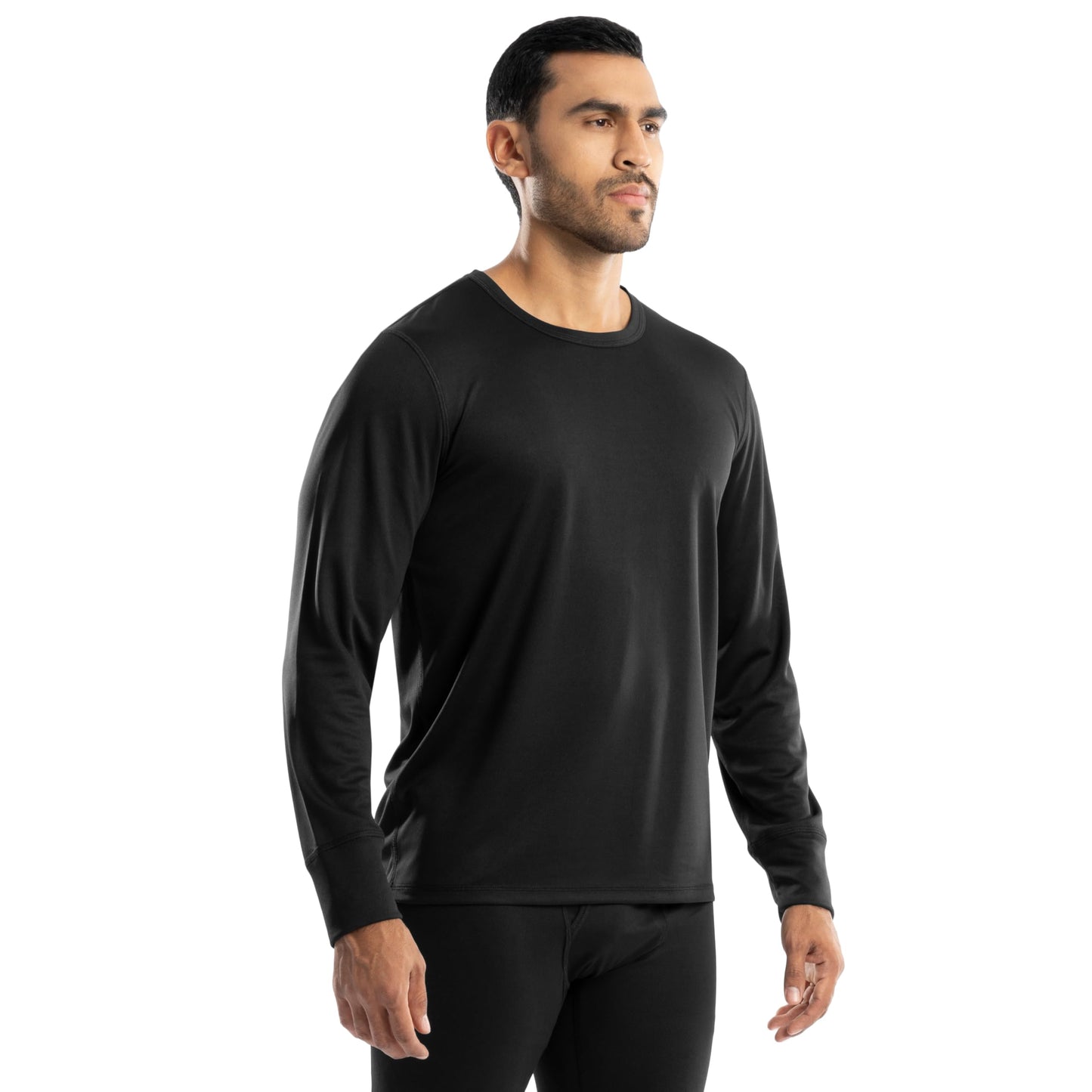 Realtree Men's Polyester Performance Baselayer Long Sleeve Thermal Underwear Top, Pitch Black, X-Large