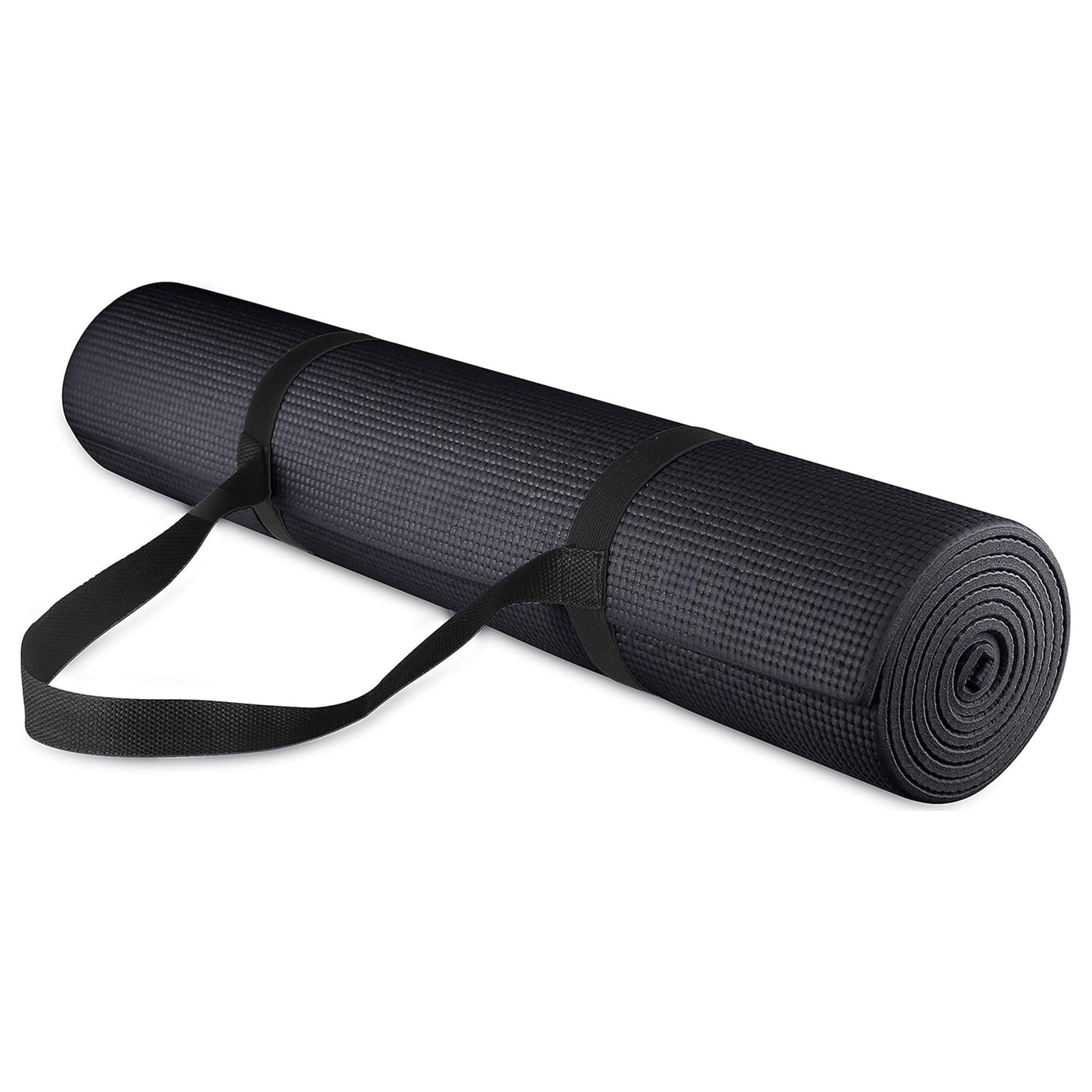 Fitvids All Purpose 1/4-Inch High Density Anti-Tear Exercise Yoga Mat with Carrying Strap and Yoga Blocks, Black
