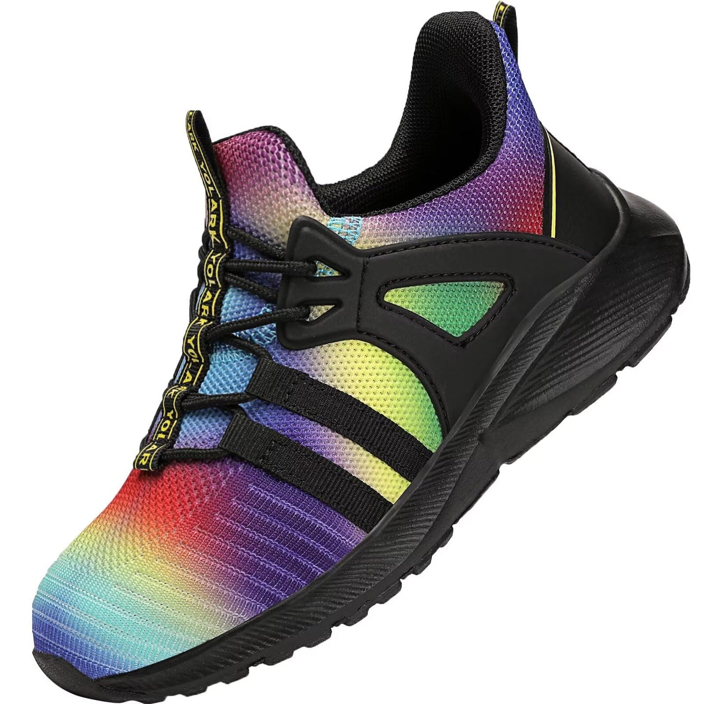 YOLARK Boys Girls Sneakers for Kids Non-Slip Tennis Shoes Fashion Lightweight Breathable Running Sport Athletic(Rainbow Little Size 12.5)