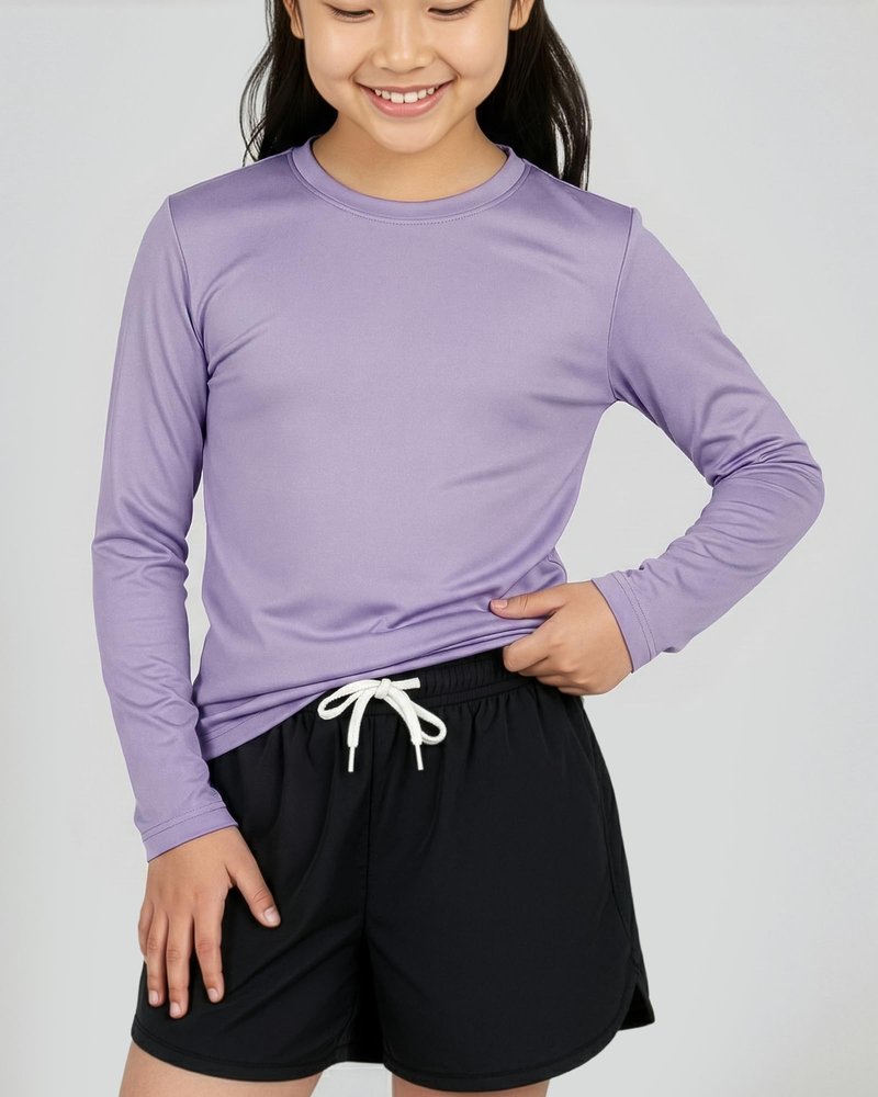Real Essentials 4 Pack: Girls' Dry-Fit Long Sleeve Crew Neck T-Shirt - Athletic Activewear Soccer Top for Teens Kids Youth - Set 10, M (10-12)