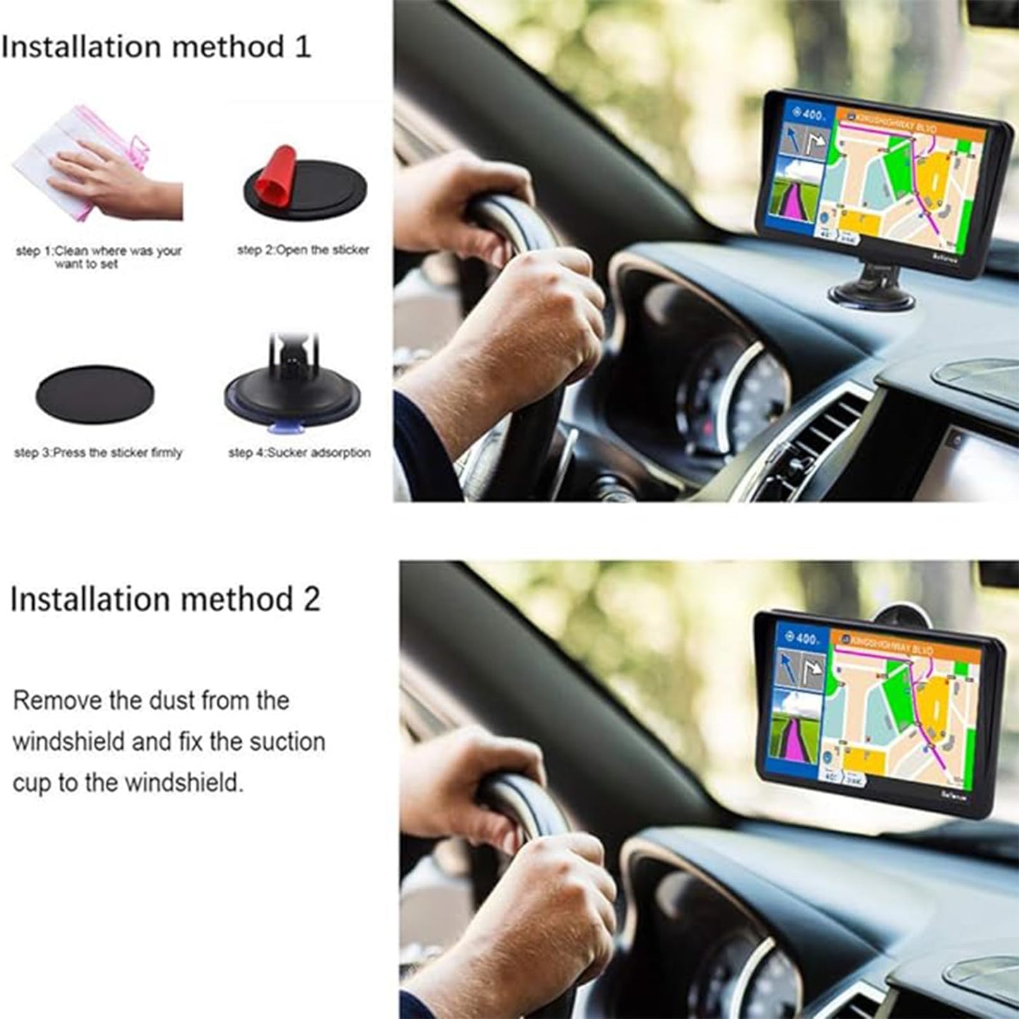 GPS Navigator for Car, Truck GPS 9 Inch Touch Screen, Latest 2025 Maps for Car GPS, RV GPS Support Voice Turn-by-Turn Guidance, Speed and Red Light Warning, Custom Truck Routing