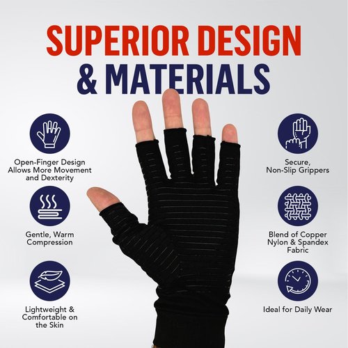 Dr. Arthritis Copper Arthritis Compression Gloves for Women and Men, Carpal Tunnel Gloves, Hand Brace for Arthritis Pain and Support (Medium Black)