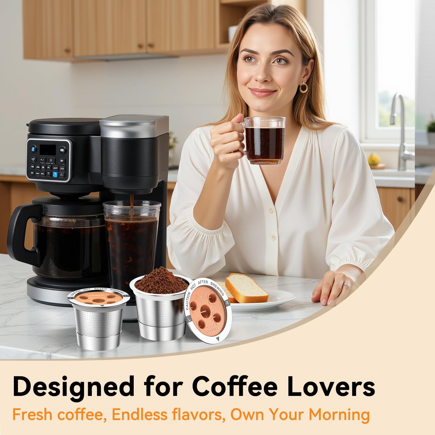 CAPMESSO Reusable K Cups for Keurig: 2025 Updated My K Cup Stainless Steel Coffee Filter Refillable Coffee Pods for K Supreme/K Slim/k-Duo Gen 2/K-Brew Chill with Multistream Technology (1 Pack)