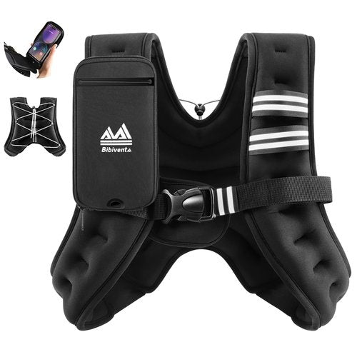 BIBIVENTA Weighted Vest for Women & Men, 20lb Body Weight Vest with Touchscreen Phone Holder & Reflective Stripe, Workout Equipment for Weight Loss, Fitness, Walking, Running, Cardio, Strength Training