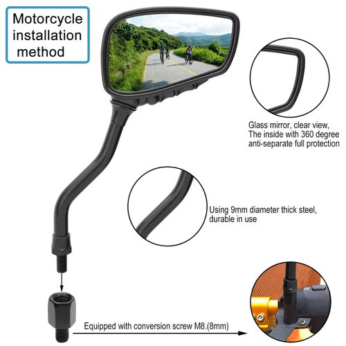 TOPCABIN 1 Pair Bicycle Mirror,Big View Bike Rear View Mirror Blindsight Multi Angle Adjustable Bike Mirror Billet Aluminum Chrome Plated Outside Skull Claw Style Also suitable for motorcycle mirror