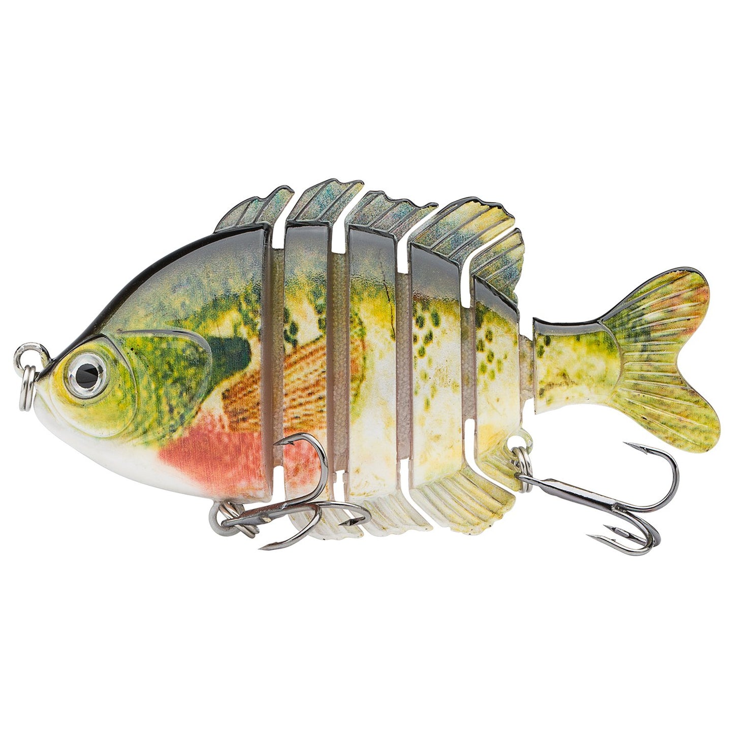 BASSDASH SwimPanfish Multi Jointed Panfish Bluegill Swimbaits Topwater Hard Bass Fishing Crank Lure 3.5in/0.85oz, 4 Colors (Bluegill)