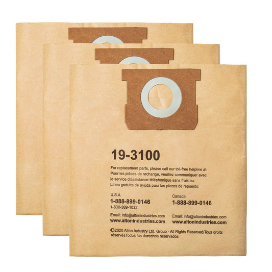 3 Pack STANLEY Filter Bag 19-3100, for 5-8 Gallon Wet/Dry Vacuum, Compatible with STANLEY SL18115 SL18115P SL18116 SL18116P SL18117 SL18701P-10A SL18410P-5A SL18410-5B and Porter-Cable PCX18406-5B