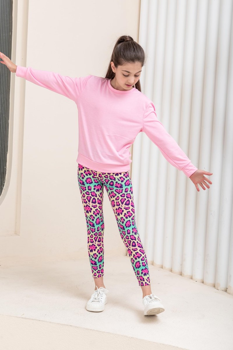 SOFTMILK Girls Prints Leggings High Waist Tie Dye Toddlers' Fashion Leggings Size 4-11Y,Stretchy Tight Pants, Multipacks (US, Age, 7 Years, 8 Years, Random Print 5-Pack)