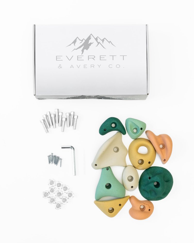 Everett & Avery Co. Premium Rock Climbing Holds - Rock Climbing Wall for Kids Inside - Rock Wall Climbing Holds Kids - Indoor Rock Climbing Wall for Kids (Earth Tones)