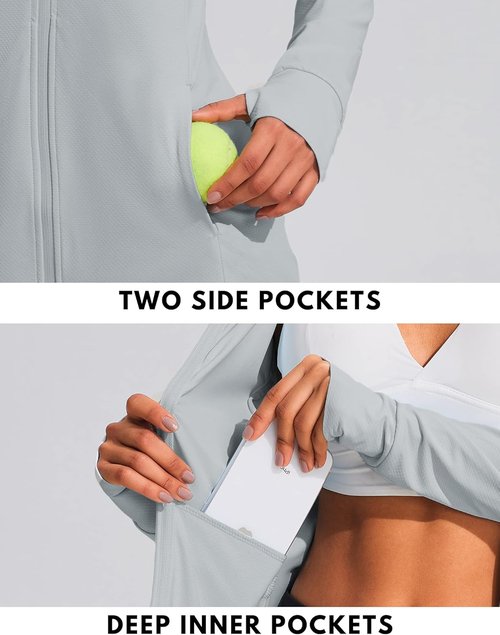 COOrun Women's Sun Protection Hoodie - UPF 50+ Full Zip Long Sleeve Activewear for Hiking & Running
