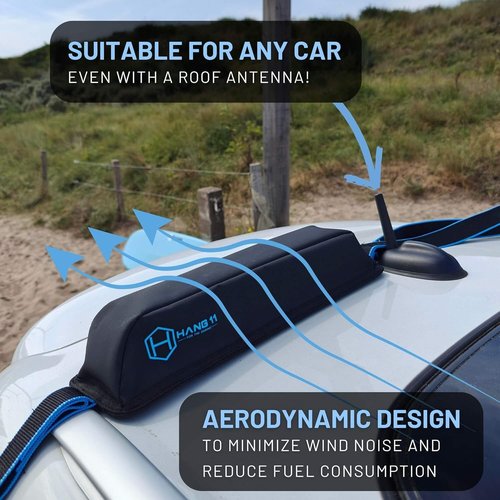 Hang 11 Surfboard Roof Rack - Soft Padded Design with No-Scratch Buckles | Fits Most Cars, Carries Up to 6 Boards