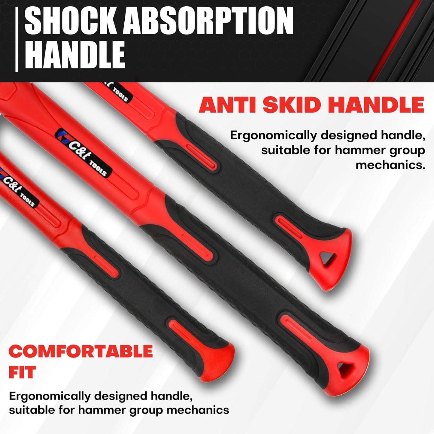 5-Piece Hammer Set with Fiberglass Handles | Ball Peen, Rubber Mallet & Sledge Hammers
