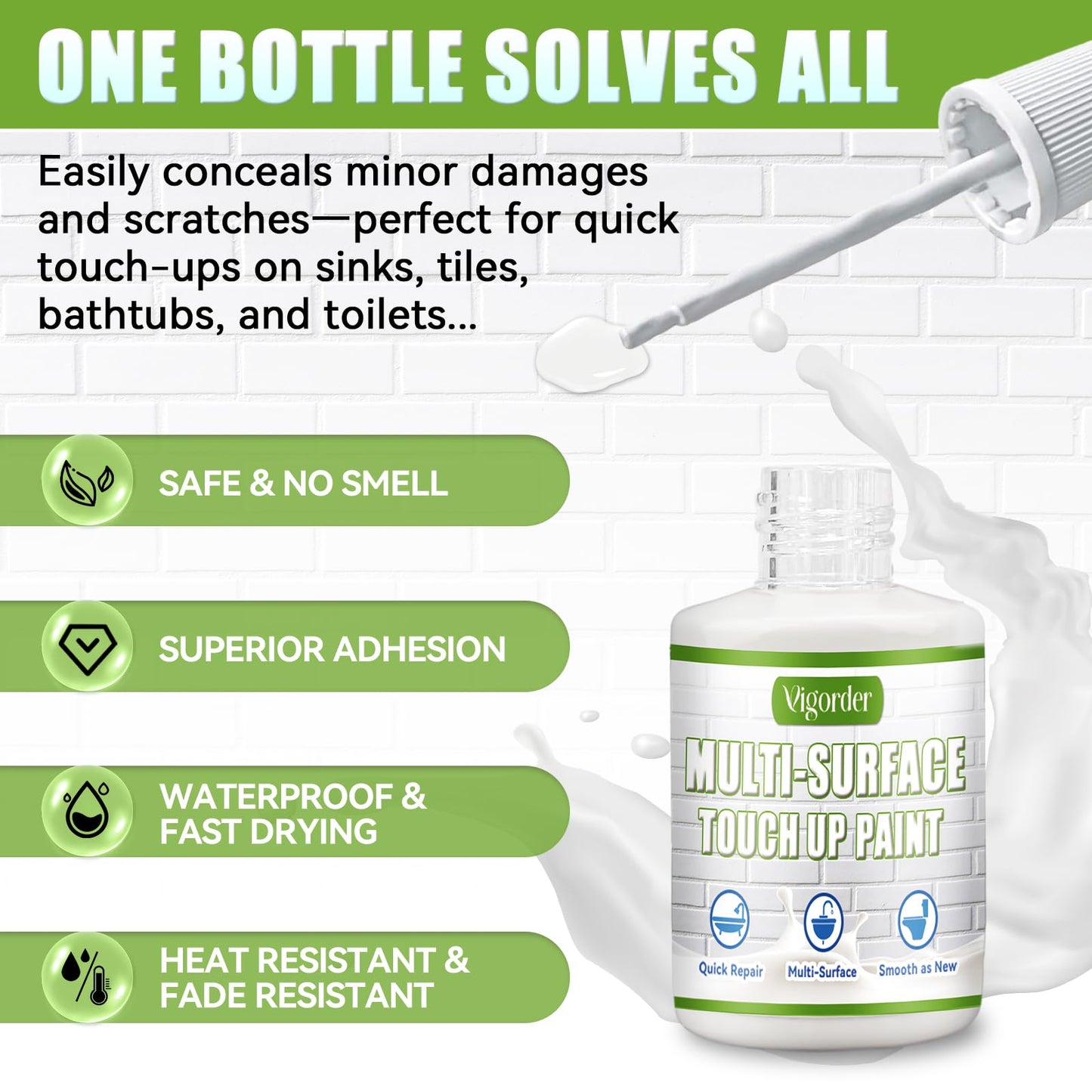 White Touch Up Paint Pen, White Paint for Wall, Door, Cabinets, Furniture, Enamel (Semi-Gloss, 30ML)