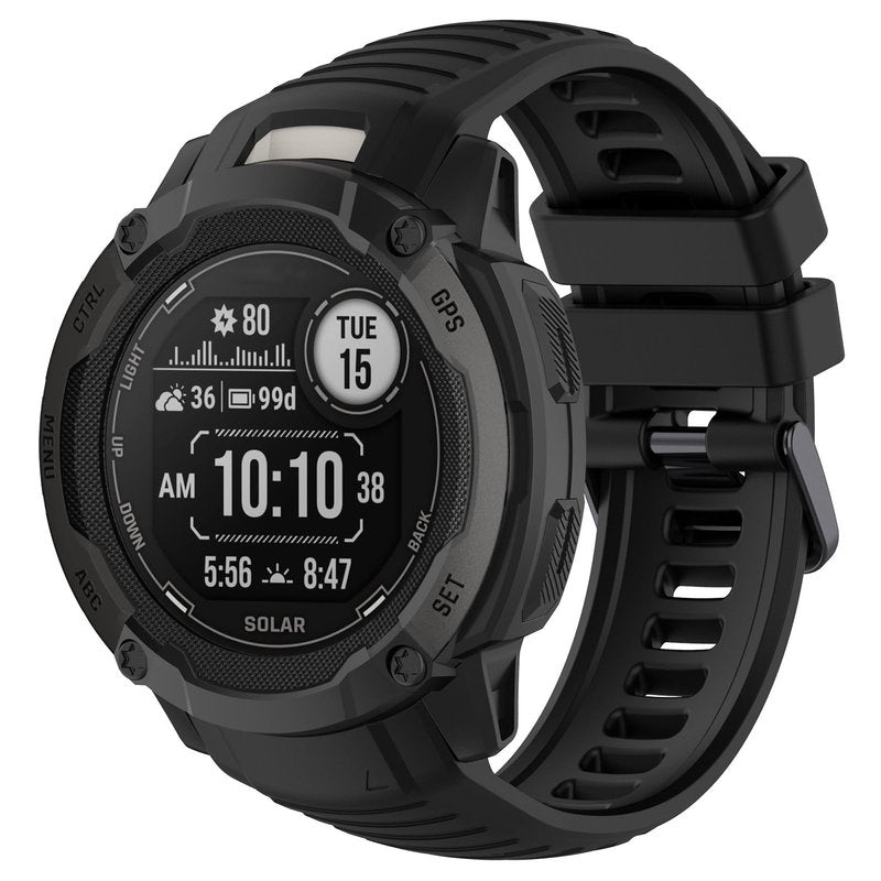 MOTONG Compatible with Garmin Instinct 2X Solar Replacement Band - Silicone Replacement Wrist Band Strap Compatible with Garmin Instinct 2X Solar(Silicone Black)
