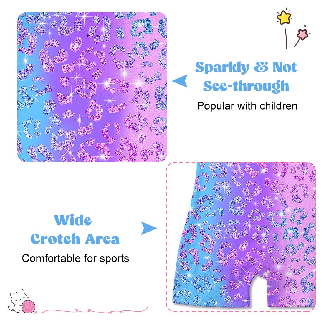Funnycokid Gymnastics Leotards for Girls Dance Clothes Sparkly Outfits Unitard with Shorts, Leopard Diamond Purple, 7-8 Years