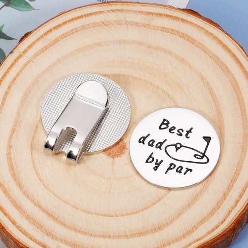 GGOJAGST Best Dad by Par Gifts from Daughter Fathers Day Giift Golf Ball Markers with Hat Clips Value Sets for Men Women Golfer Removable Attaches Easily to Golf Cap Premium Gifts for Dad from Kids