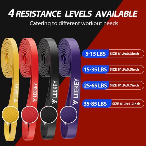 LEEKEY Resistance Bands - Versatile 5-85LB Exercise Bands for Home, Gym, and Travel | Includes Carry Bag