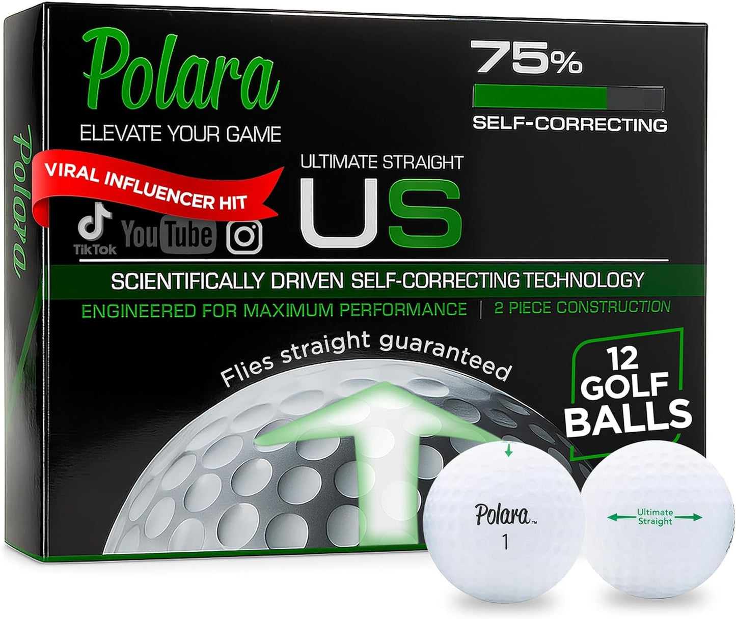 Polara Self-Correcting Golf Balls - High-Performance Anti-Slice & Hook Correction | Soft Feel & Maximum Distance