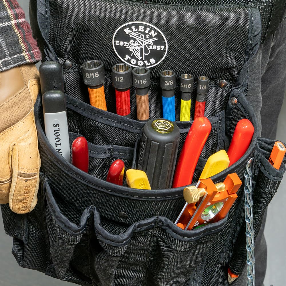 Klein Tools 516PNDC 5/16-Inch Magnetic Color-Coded Power Nut Setter, SAE, Impact-Rated Hex Nut Driver with 5-Inch Extended Reach Shaft