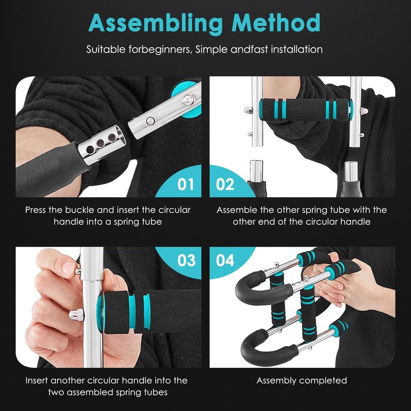 Twister Arm Trainer, 60-110lb Adjustable Chest Workout Equipment with 3-Speed Resistance, Portable Power Twister Bar for Home/Gym, Detachable Design Fitness Anywhere