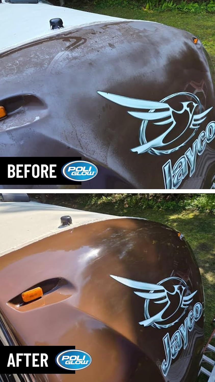 Poli Glow Deluxe Boat & RV Restoration Kit - Removes Oxidation & Seals - Restores High-Gloss Shine to Fiberglass & Gelcoat - Easy 6-in-1 System