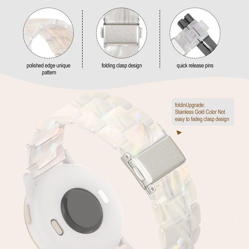 Compatible with Garmin Vivoactive 5 Watch Band Resin, 20mm Strap Compatible for Garmin Vivoactive 6/3/Forerunner 245/165/55/570 42mm/645 Wristband Bracelet Replacement with Stainless Steel Buckle