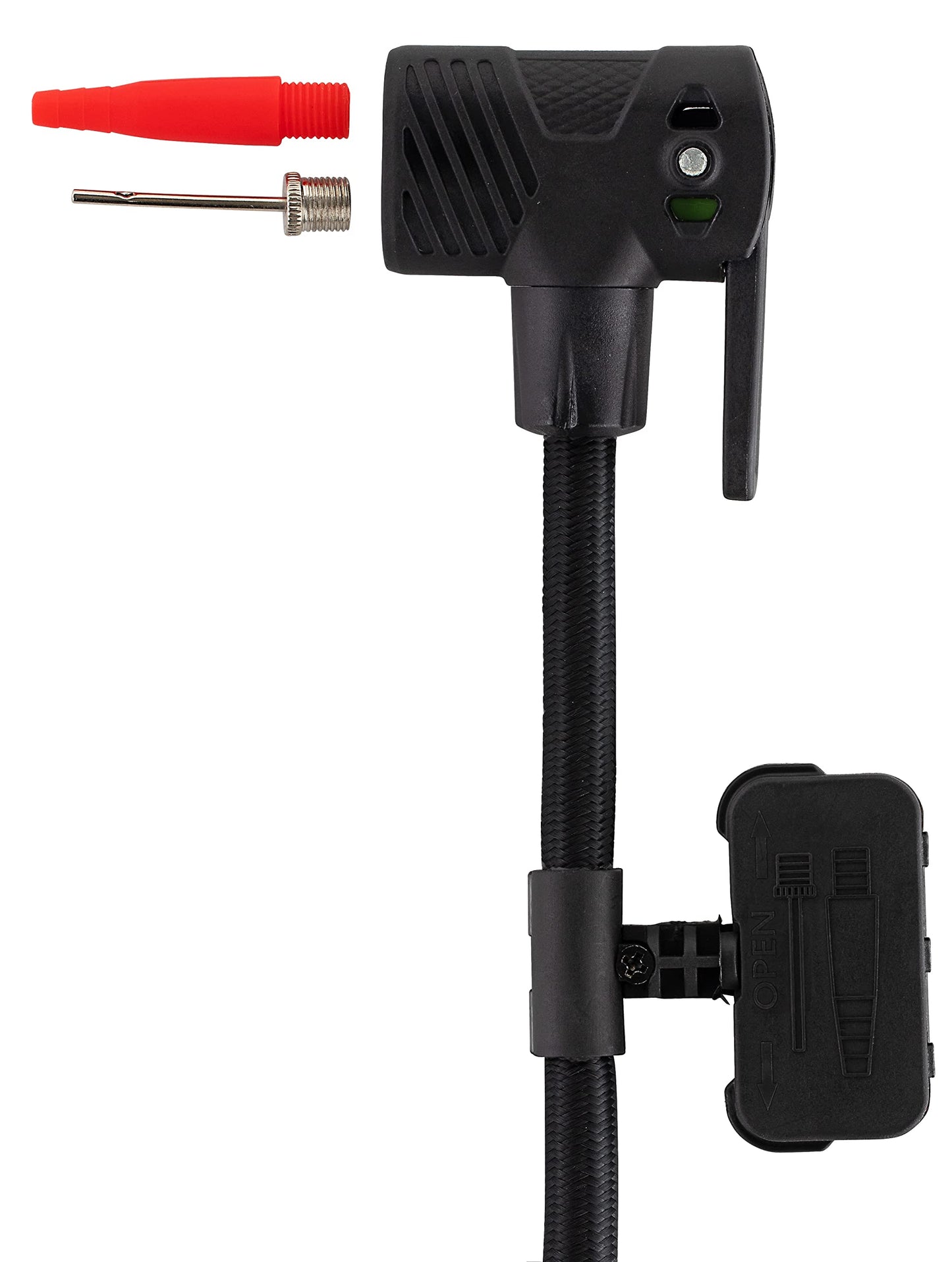 Schwinn Air Base Foot Pump, Air-Zoned Pressure Gauge, High Pressure Foot Pump, Dual Head Nozzle Fits Both Schrader and Presta, Up to 120 PSI, Grey