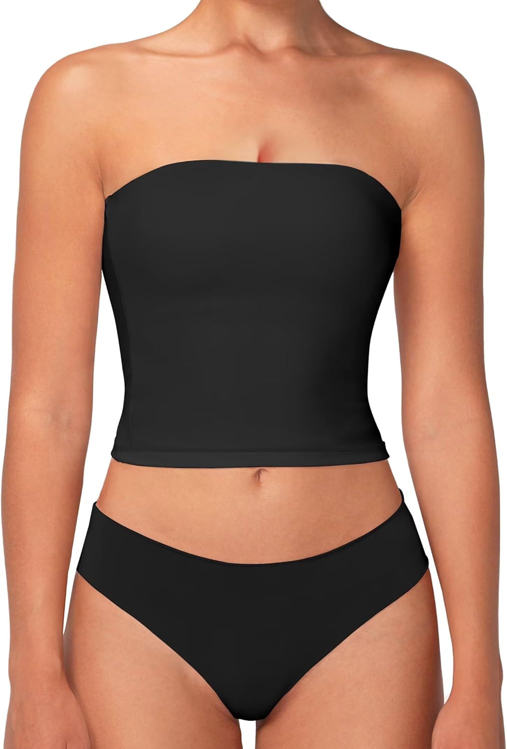 Sunzel Strapless Tube Top - Double Lined Sleeveless Crop Top for Summer Layering | Stylish Basic Bandeau