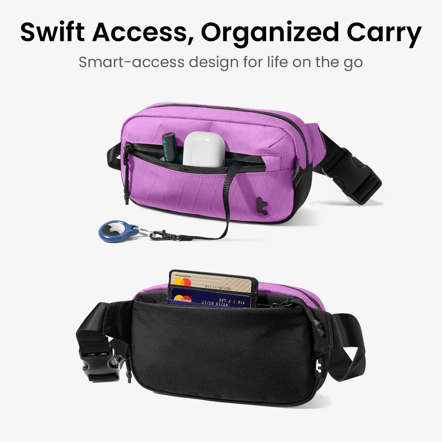tomtoc 1.5L X-Pac Sling Bag with RFID Blocking Crossbody Pack for Men Women
