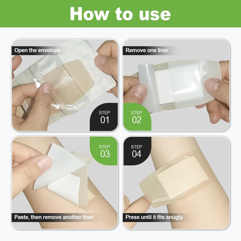 G+ GUIGABUL Silicone Adhesive Bandages Large Size for Sensitive Skin Pain-Free Removal Waterproof Hypoallergenic Breathable 2"x4" 20 Count Latex Free for Wound Care