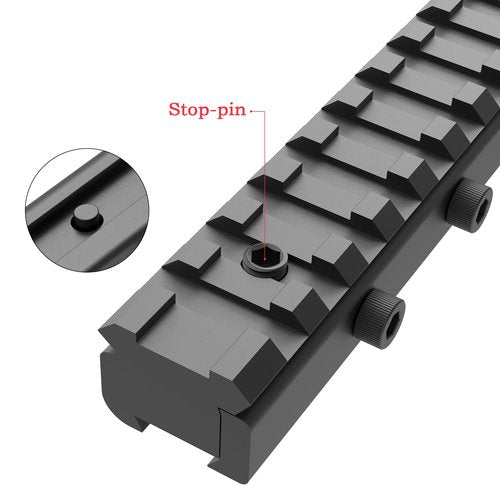 14 Slots 155mm/6.1" Long 11mm to 21mm Dovetail to Picatinny Rail Adapter, 3/8" to 7/8" Picatinny Rail Riser Mount Sporting Optics Dovetail to Picatinny Adapter Picatinny Rail Riser (DV14-1)