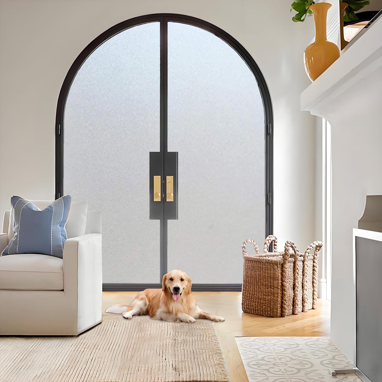 ZHMRROAD Frosted Glass Window Privacy Film Removable Heat Blocking UV Protection Static Cling Window Film for Bathroom Home Door Office Pure 17.5 x 78.7 Inches