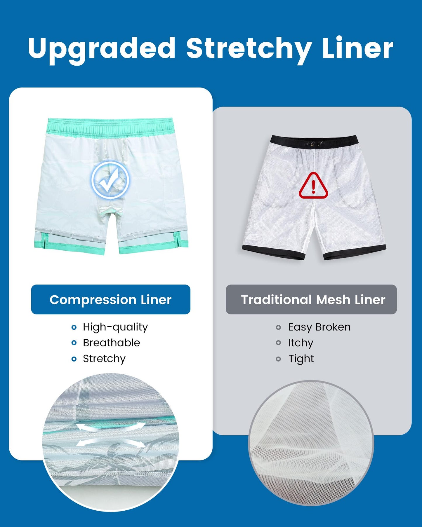 maamgic 2 in 1 Mens Swim Trunks 7 Inch Swim Shorts Swim Suits Board Shorts Coconut Island Turquoise XXL