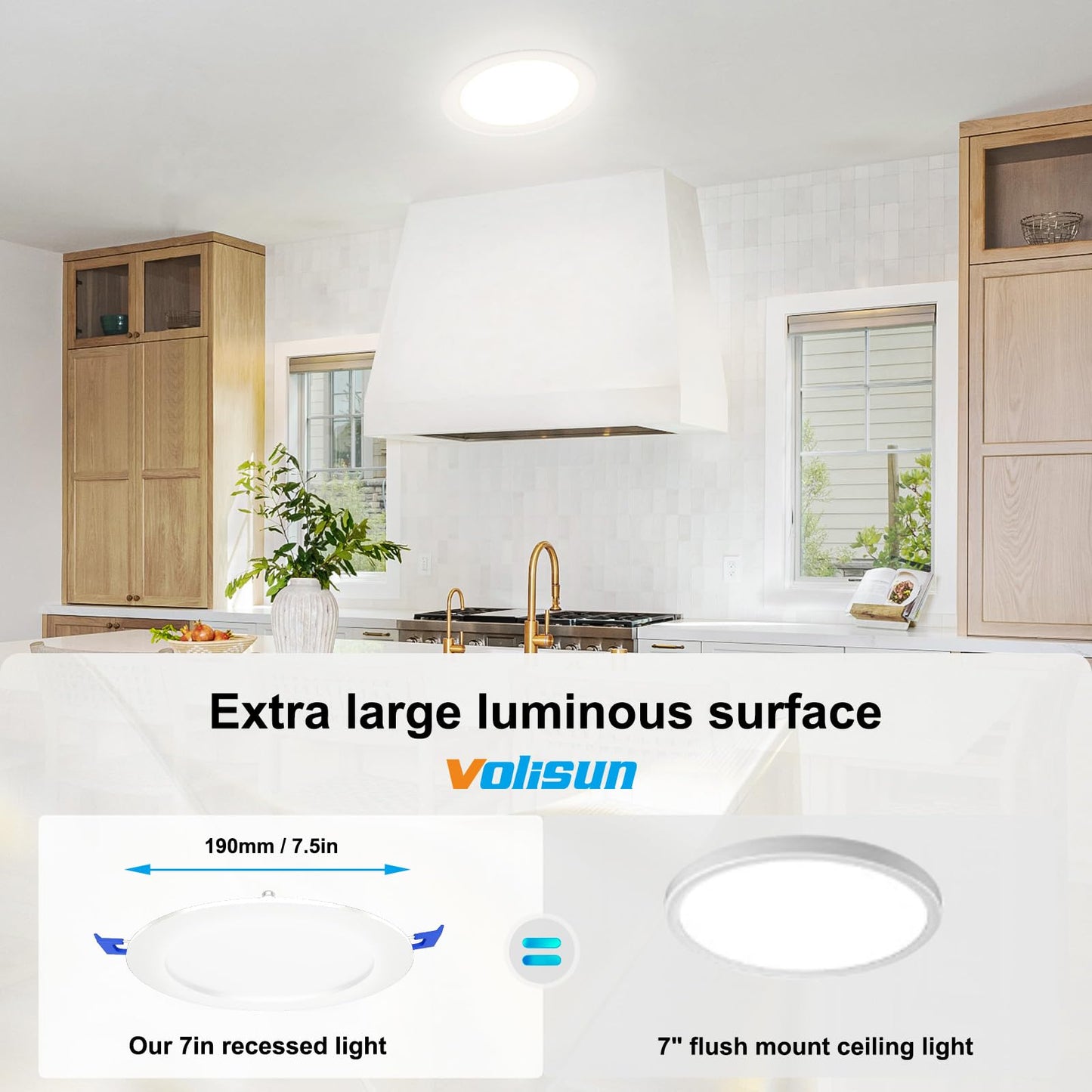 VOLISUN 12 Pack 7 inch Recessed Lighting, 5CCT LED Recessed Light with Junction Box, 2700K-5000K Selectable, Dimmable Canless Wafer Downlight, LED Ceiling Light ETL Certificated