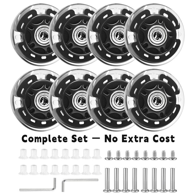 Nattork 8-Pack Inline Skates Wheels 70mm with Bearings for Indoor and Outdoor Replacement - High Performance Durable Wheel for Smooth Riding Upgrades Black