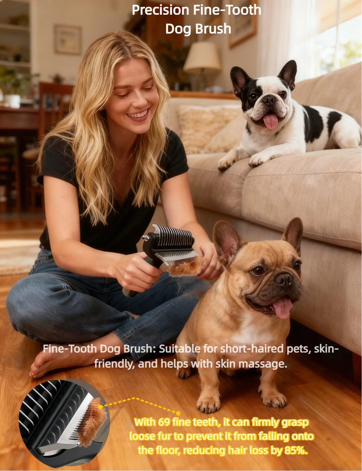 Skiennix 3-in-1 Dog Deshedding Brush - Grooming Tool with Undercoat Rake & Dematting Comb | Medium to Large, Peacock Green