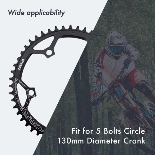 DJC Bike Chainring 130BCD 40T to 58T Round Chainwheel Narrow Wide Tooth Lightweight for 7 8 9 10 11 12 Speed Road Bike Folding Bike (48T)