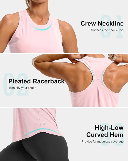 G Gradual Women's Racerback Yoga Tank Top - Loose Fit Athletic Shirt for Gym & Running, Sleeveless