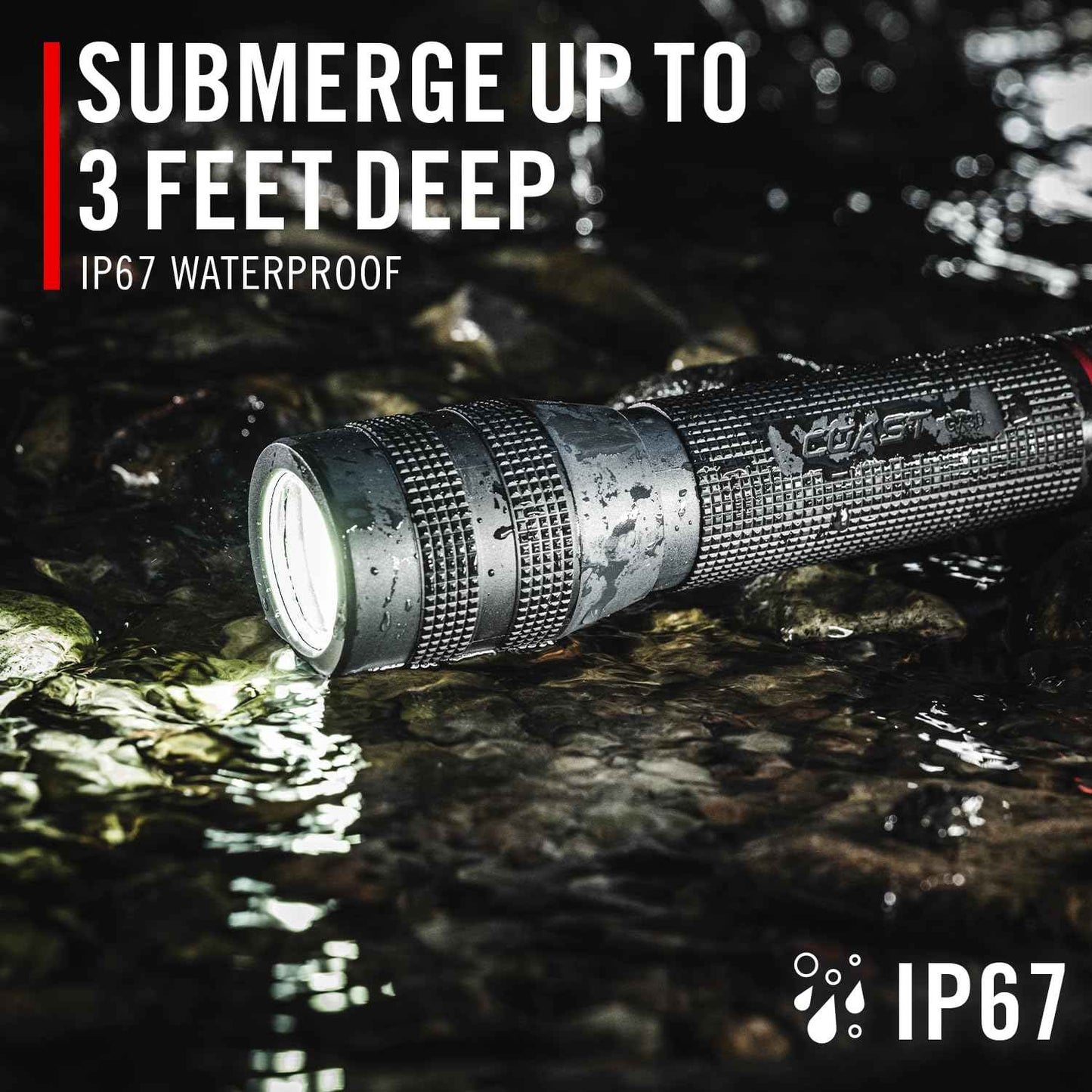 Coast GX10 550 Lumen Compact & Waterproof Dual Power LED Flashlight with Grip-Textured Handle, 4 Light Modes, Twist Focus™ & Pure Beam® Technology