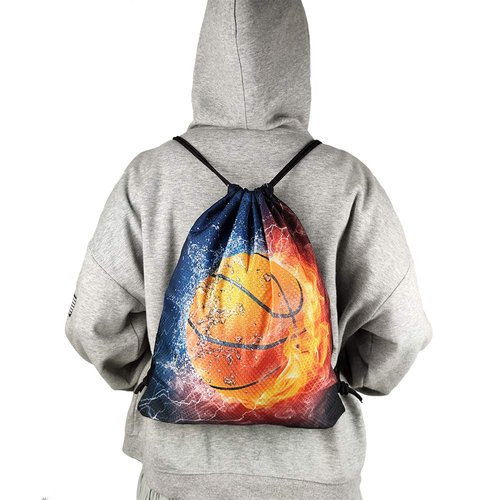 Sports Basketball Unisex Drawstring Backpack Bag Sport Gym Travel Sackpack