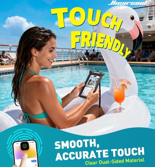 Hiearcool Waterproof Phone Pouch - IPX8 Waterproof Case for iPhone 17/16/15/14 Pro Max | Touch Screen & Lanyard Included, 2-Pack (Fits Up to 8.9”)