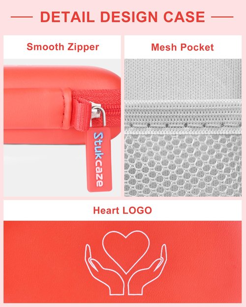 stukcaze Heart Rate Monitor Case KardiaMobile EKG Monitor 1L 6L, Portable Hard EVA Kardia Mobile Case with Climbing Clip, Protective KardiaMobile EKG Organizer (RED)