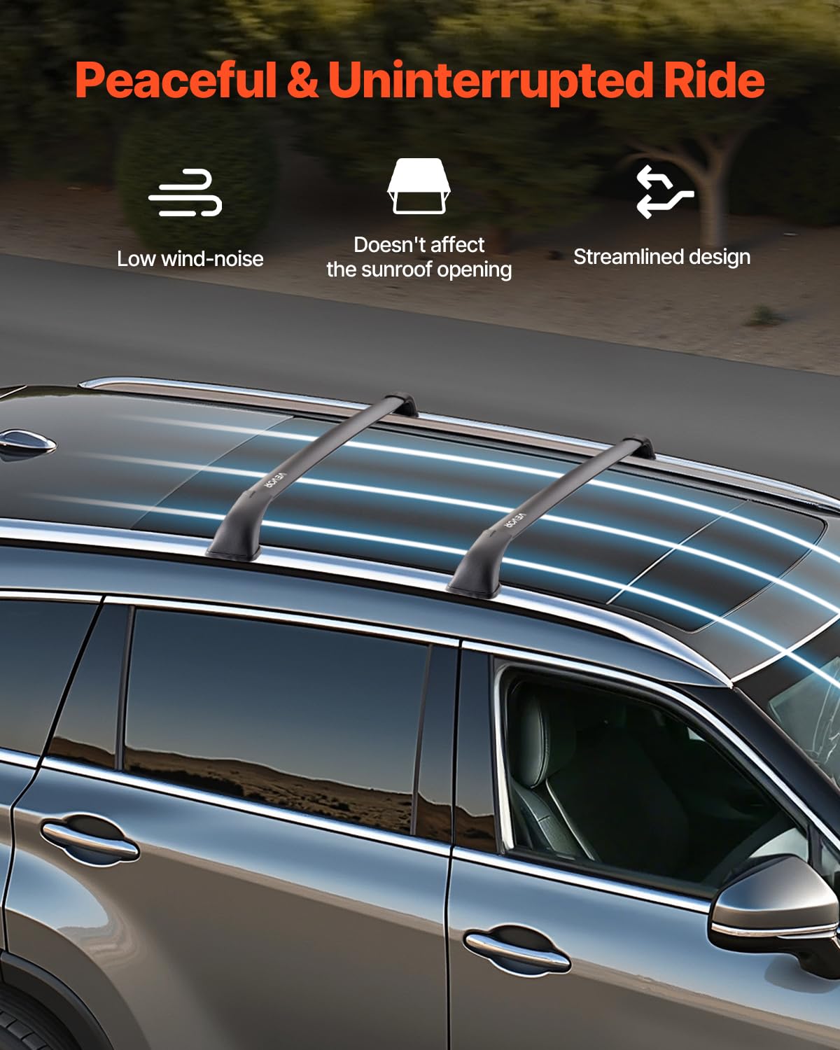 VEVOR Cross Bars Roof Racks, 165lbs Capacity, Compatible with Toyota Highlander 2014-2019 XLE, Limited, SE with Flush Roof Rails, Heavy Duty Aluminum Crossbar Racks Roof Rail Rooftop Luggage Canoe
