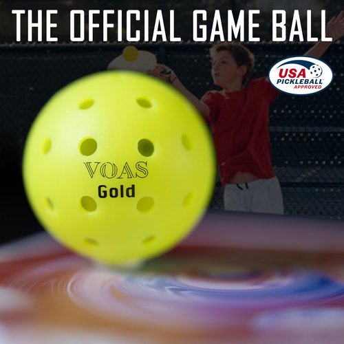 VOAS Gold X40 Pickleball Balls - Official Ball USAPA Approved, 40 Holes Outdoor Pickleball Balls, Durable, Crack-Resistant, High Visibility, Advanced Aerodynamics, 12 Pack for Official & Casual Games